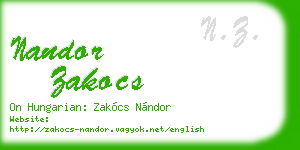 nandor zakocs business card