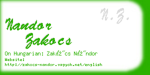 nandor zakocs business card